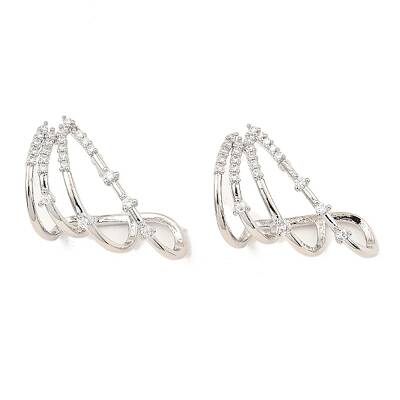 Brass Micro Pave Clear Cubic Zirconia Triangle Stud Earrings for Women