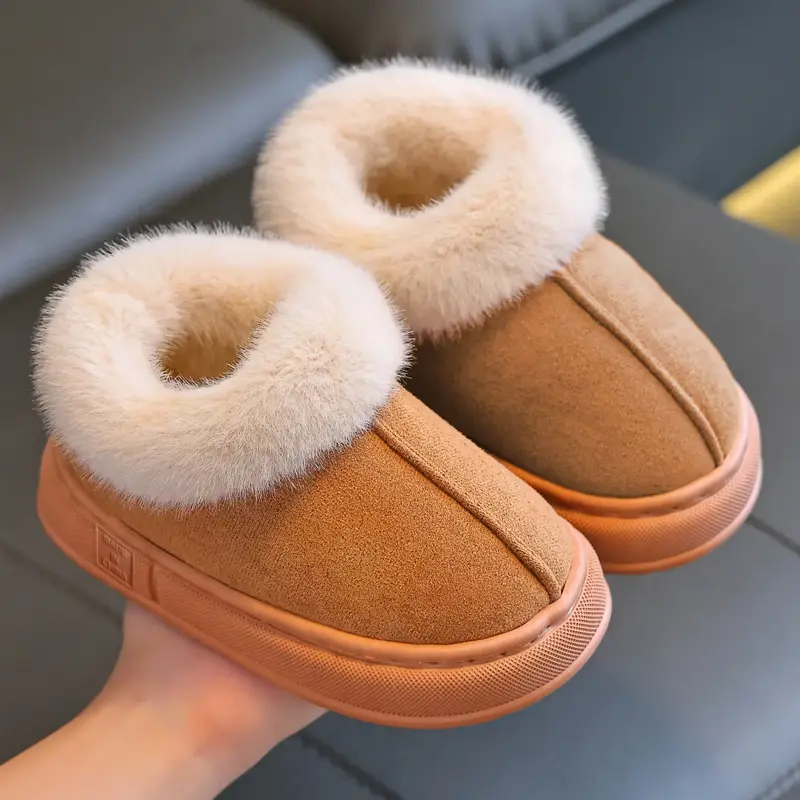 Children's snow boots slipper bag heel autumn winter boys girls children indoor and outdoor home fur shoes can be worn outsid...
