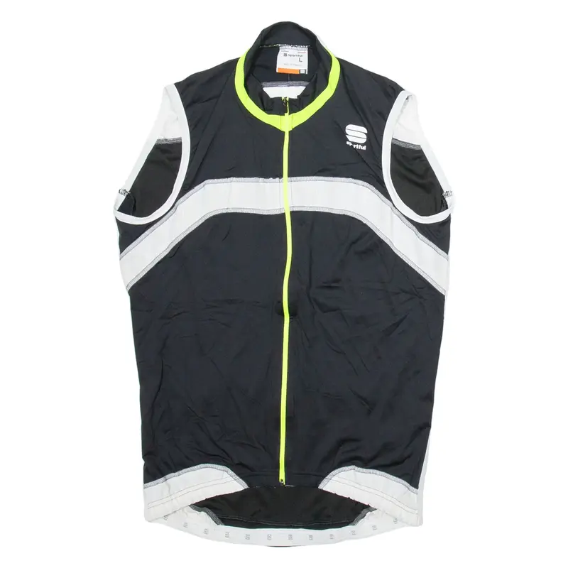 SPORTFUL Cycling Full Zip Mens Jersey Black Sleeveless L