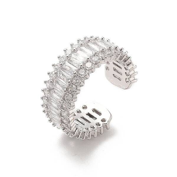 Brass Micro Pave Cubic Zirconia Open Cuff Rings