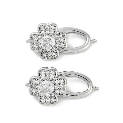 Brass Micro Pave Clear Cubic Zirconia Fold Over Clasps