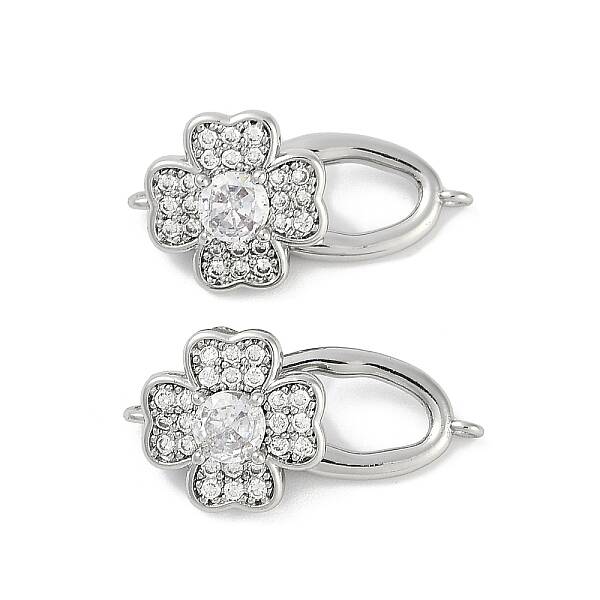 Brass Micro Pave Clear Cubic Zirconia Fold Over Clasps