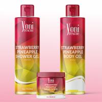 Strawberry Pineapple Body & Bath Care Set- Shower Gel(4oz),  Body Essential Oil(4oz) 100% All Natural with Sugar Scrubs(8oz)...