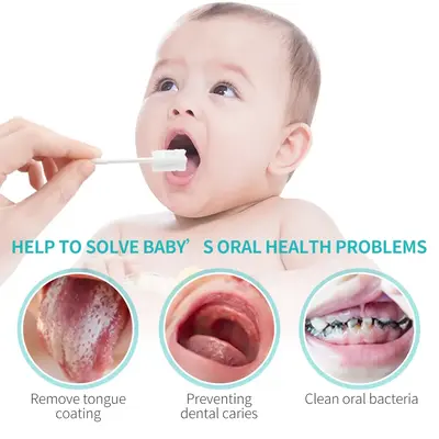 dearlomum Tongue Cleaner Newborn Toothbrush 48PCS Disposable Infant Toothbrush Clean Mouth Gauze Gum Cleaner Oral Cleaning St...