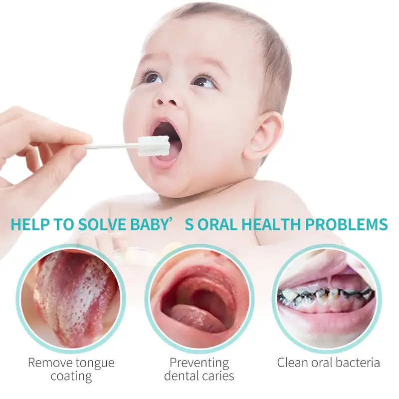 dearlomum Tongue Cleaner Newborn Toothbrush 48PCS Disposable Infant Toothbrush Clean Mouth Gauze Gum Cleaner Oral Cleaning St...