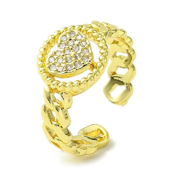 Brass Micro Pave Cubic Zirconia Open Cuff Rings