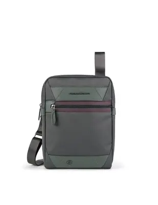 Piquadro, Trakai, Recycled Materials, Small, Fabric Shoulder Bag, Green, 27 x 21 x 5 cm, Men's