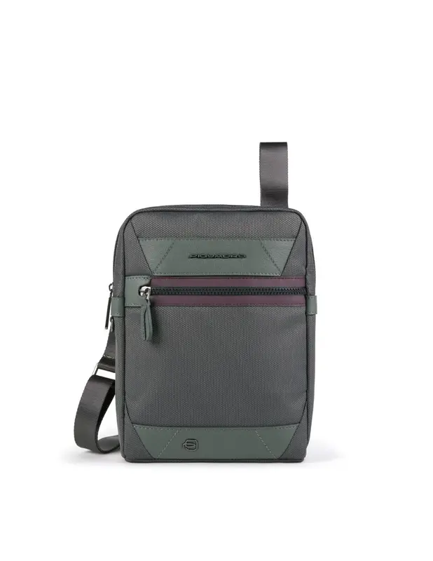 Piquadro, Trakai, Recycled Materials, Small, Fabric Shoulder Bag, Green, 27 x 21 x 5 cm, Men's