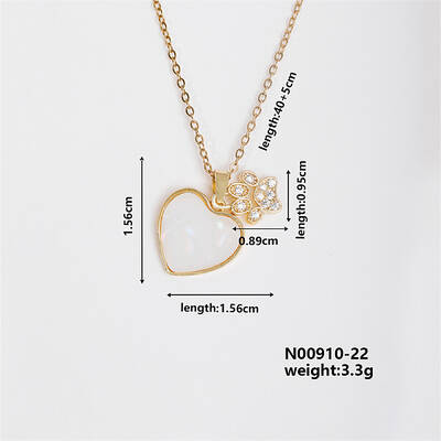 Elegant Fashion Brass Rhinestone Luxury Heart Charm Necklaces for Women