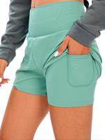 Women's 2 in 1 Pocket High Waist Sports Shorts, Casual Comfy High Stretch Yoga Bottoms for Gym Workout Running, Summer Clothe...