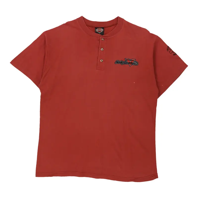Harley Davidson Graphic T-Shirt - Large Red Cotton