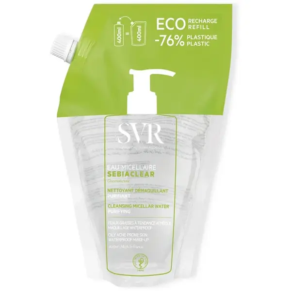 SVR SEBIACLEAR EAU MICELLAIRE - Cleansing, Purifying Detergent 400ml - ECO-REFILL