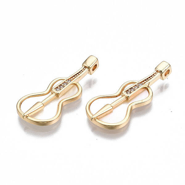 Brass Micro Pave Clear Cubic Zirconia Pendants