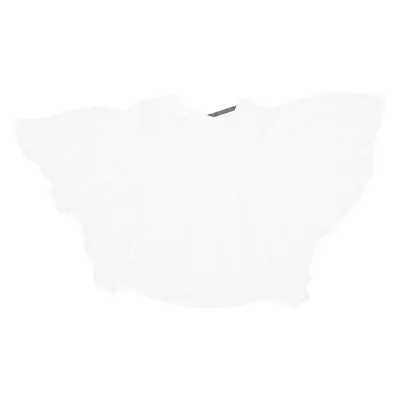 ZARA Womens Blouse White Ruffle Sleeve Viscose Floral M