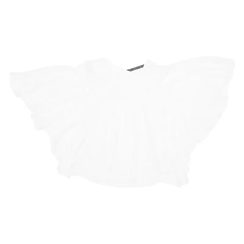 ZARA Womens Blouse White Ruffle Sleeve Viscose Floral M