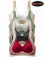 Women's Colorblock Wireless Bra, Soft Comfortable Breathable Adjustable Strap Bra, Women's Lingerie for All Seasons