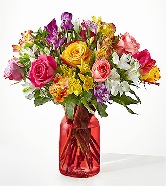 Smiles and Sunshine - Deluxe With Red Vase - FedEx