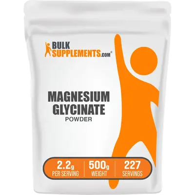 BulkSupplements - Magnesium Glycinate Powder - Bone Health - Stress Relief - 100g-1kg - 2.2g per Serving