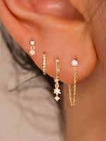 Women's Elegant Rhinestone Decor Earrings Set, Trendy Exquisite Earrings Set, Earring Stacking Set, Chic Gorgeous Jewelry As ...