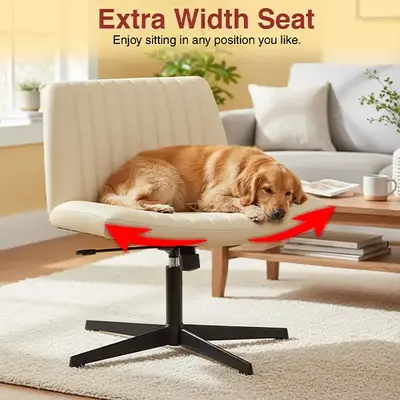 【Deal】【Extra-Wide】FDW  Criss Cross Chair,Height Adjustable Criss CrossChair with No Wheels/with Wheels- Office WideSw...