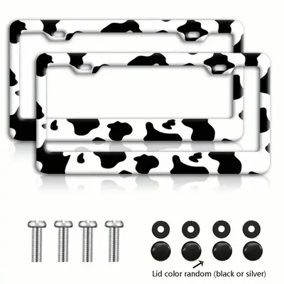 Cow Pattern Car License Plate Holder, Anti-rust & Easy-to-install Car License Plate Holder, Car Accessories for Women & Men