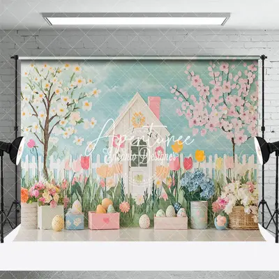 Aperturee Blue Sky Cloud Wall Garden Fence Easter Backdrop, 3X2FT(1MX0.6M), 14 USD, easter backdrops, ENHD3J27-M