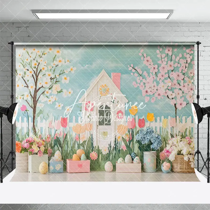 Aperturee Blue Sky Cloud Wall Garden Fence Easter Backdrop, 3X2FT(1MX0.6M), 14 USD, easter backdrops, ENHD3J27-M