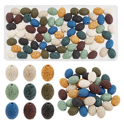 81pcs 9 colors Natural Lava Rock Beads Strands