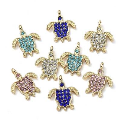 Golden Rack Plating Alloy Rhinestone Pendants