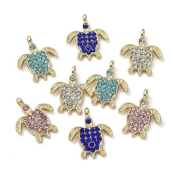 Golden Rack Plating Alloy Rhinestone Pendants