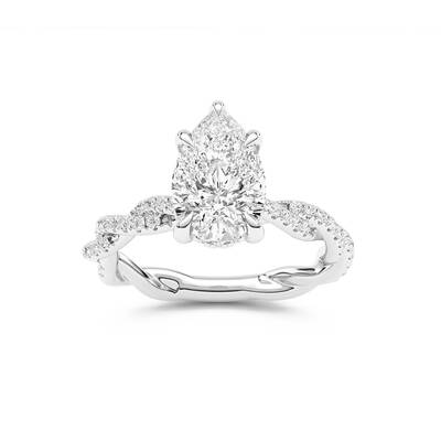 ChiraTan Pear Shape Lab Grown Diamond Engagement Ring | 14K White Gold 2 7/8 CT. TW.