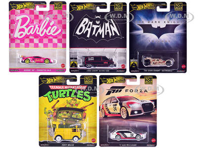 Pop Culture 2024 5 piece Set E Premium Series Diecast Model Cars by Hot Wheels