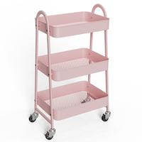 【Fathers Day Gift】3 Tier Metal Storage Utility Cart with Wheels - Kitchen Storage Trolley, Rolling Bathroom, Casters for ...
