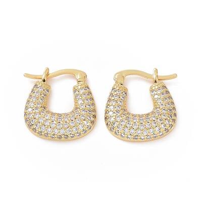 Cubic Zirconia Trapezoid Hoop Earrings