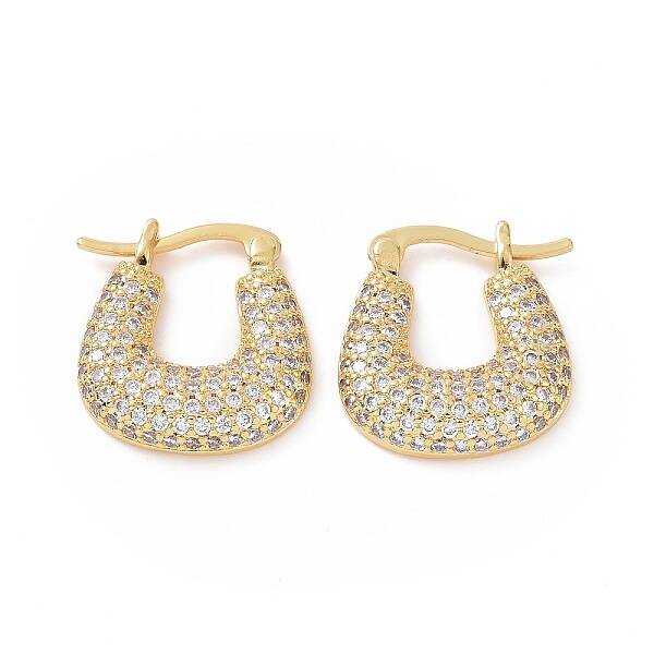 Cubic Zirconia Trapezoid Hoop Earrings