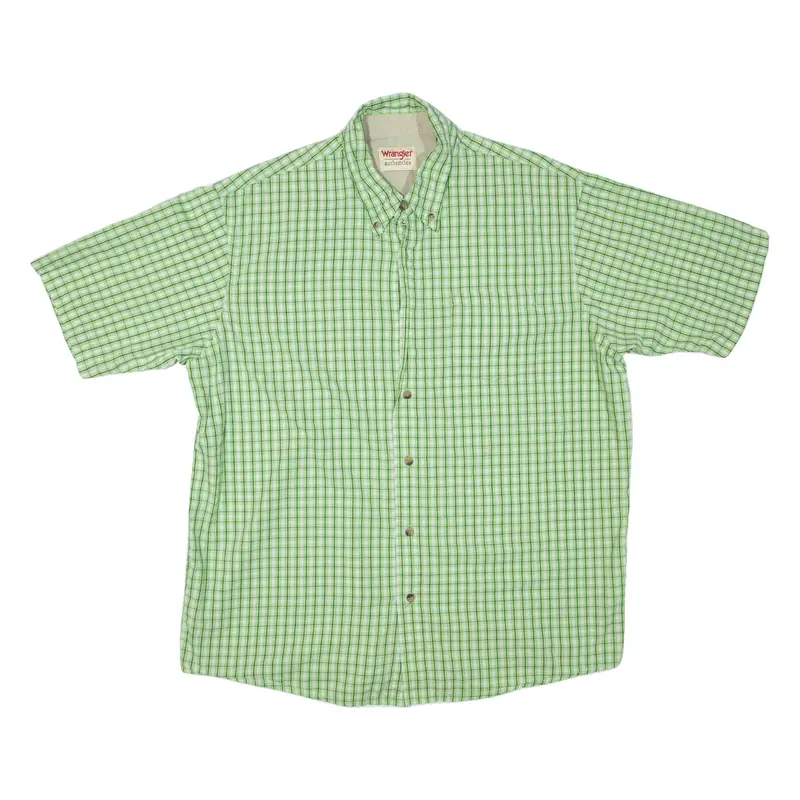 WRANGLER Authentic Mens Shirt Green Check L