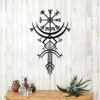 Viking Metal Wall Art, Norse Mythology Rune Decor, Metal Wall Hanging Decor for Home Office, Garden Decoration Supplies