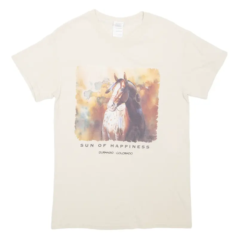 GILDAN Horse Durango Colorado Womens T-Shirt Beige USA S