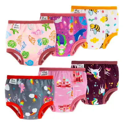 Max Shape 6-Pack Toddler Girls Reusable Potty Training Pants , Soft and Absorbent 100% Cotton Underwear for Potty Training de...