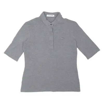 LACOSTE Slim Fit Girls Polo Shirt Grey 3/4 Sleeve M