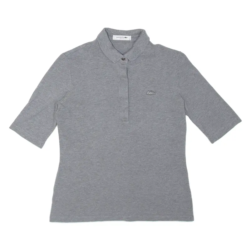 LACOSTE Slim Fit Girls Polo Shirt Grey 3/4 Sleeve M