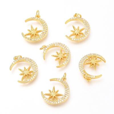 Brass Micro Pave Clear Cubic Zirconia Pendants