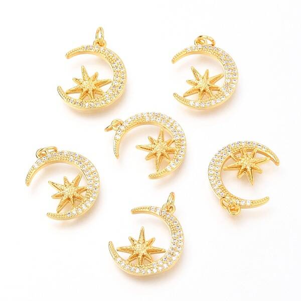 Brass Micro Pave Clear Cubic Zirconia Pendants
