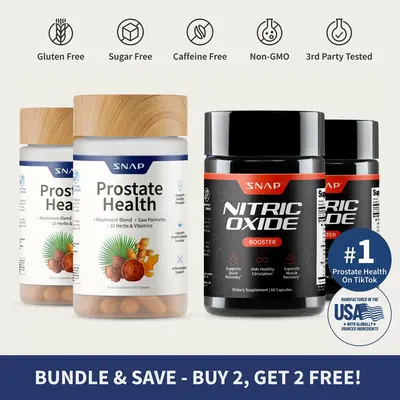 2x Ultimate Men's Health Bundle - Snap Supplements - Prostate Health + Nitric Oxide Booster - Natural Supplement Capsules - S...