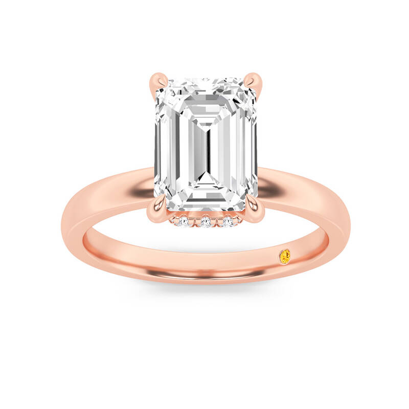 Laura Secret Halo Emerald Cut Lab Grown Diamond Engagement Ring | 14K Rose Gold 1 5/8 CT. TW.