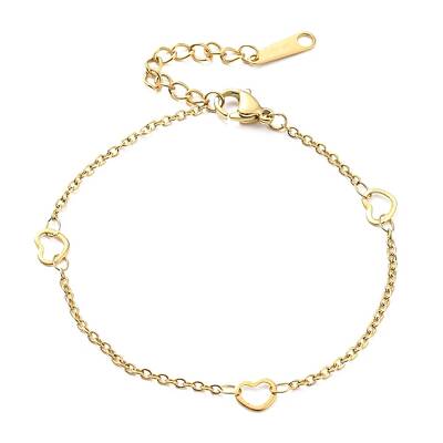 304 Stainless Steel Heart Link Chain Bracelet for Women