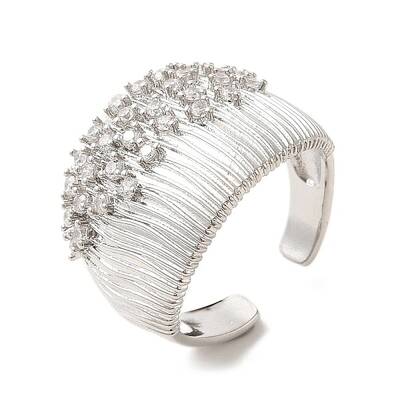 Brass Micro Pave Cubic Zirconia Open Cuff Rings