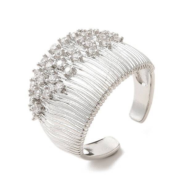 Brass Micro Pave Cubic Zirconia Open Cuff Rings