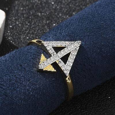 Brass Micro Pave Clear Cubic Zirconia Cuff Finger Rings for Women
