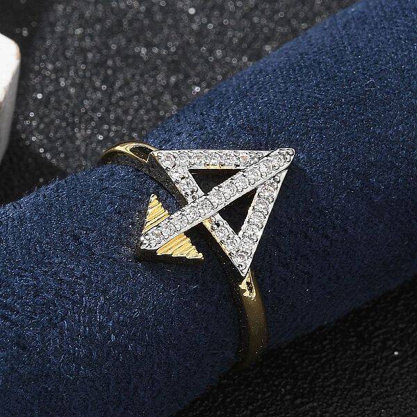 Brass Micro Pave Clear Cubic Zirconia Cuff Finger Rings for Women